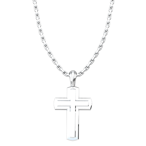 Sterling Silver Solid Inset Cross Pendant