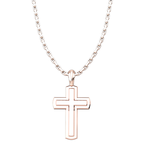 Rose Gold Plated Inset Cross Pendant with 18