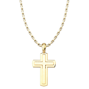 Gold Plated Solid Inset Cross Pendant 