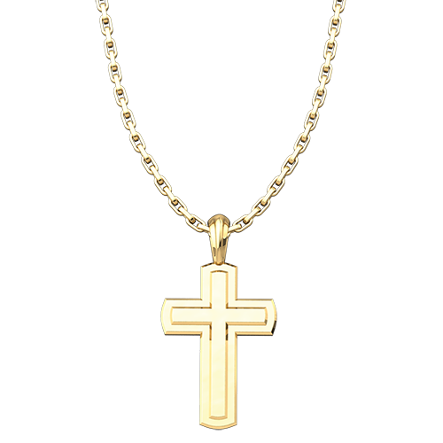 Gold Plated Solid Inset Cross Pendant 