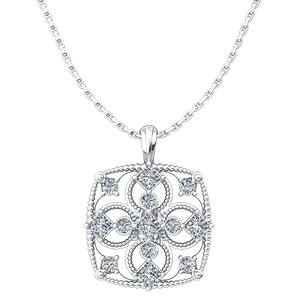 April Cubic Zirconia Antique Birthstone Cross Pendant - with 18" Sterling Silver Chain