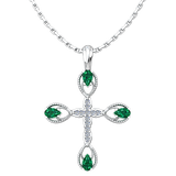 This stunning Antique Emerald May Birthstone Cross Pendant merges the old with the new in a modern take on antique styling. 