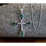 Elegant yet fashionable, each Antique Emerald May Birthstone Cross Pendant makes the perfect complement to any outfit and can be worn for any occasion - formal or casual.