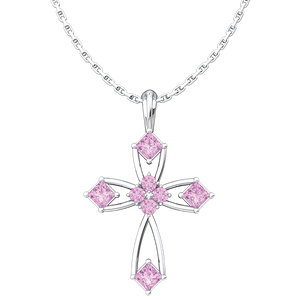 June Alexandrite Antique Birthstone Cross Pendant - With 18" Sterling Silver Chain