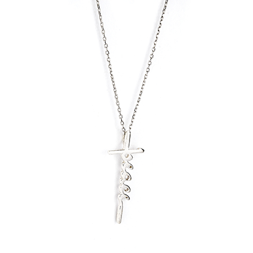 Peace Cross Necklace, Words of Life Sterling Silver Pendant Necklace