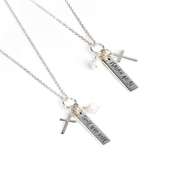 Those Who Hope, Sterling Silver Scripture Cross Necklace