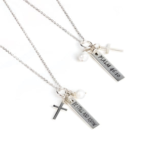 Be Still and Know, Sterling Silver Scripture Cross Necklace