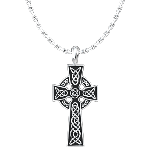 Celtic Cross Sterling Silver Pendant - 18 Inch Chain