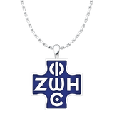 Phos Zoe Pendant with Blue Enamel, Sterling Silver Pendant and 18 Inch Chain