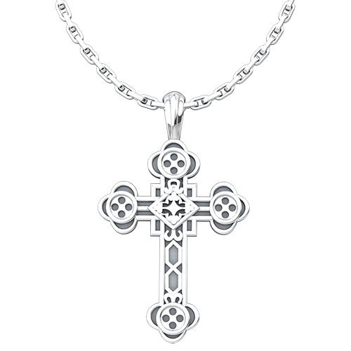 Antiochian Cross Sterling Silver Pendant - 18 Inch Chain