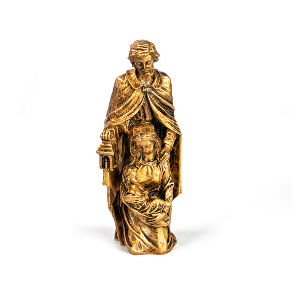 Holy Family Marble Resin Statue - Antique Gold