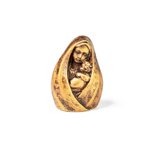 Madonna and Child Marble Resin Statue - Antique Gold