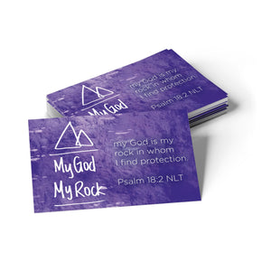 Children's Pass Along Scripture Cards - God is My Rock, Pack of 25 -With Stand